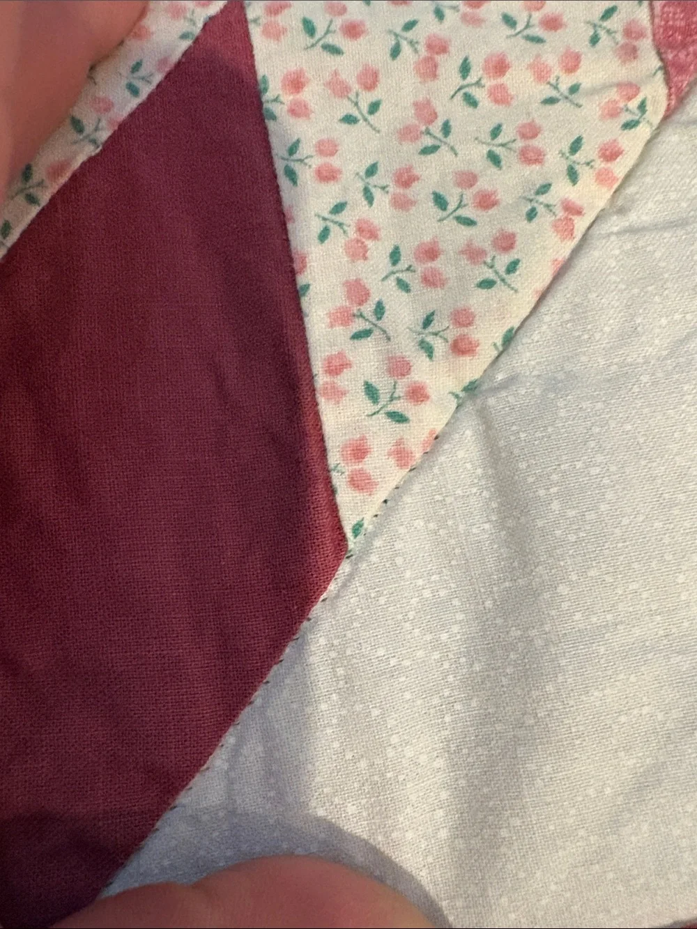 Hand Crafted pink Star Patchwork Quilt Square